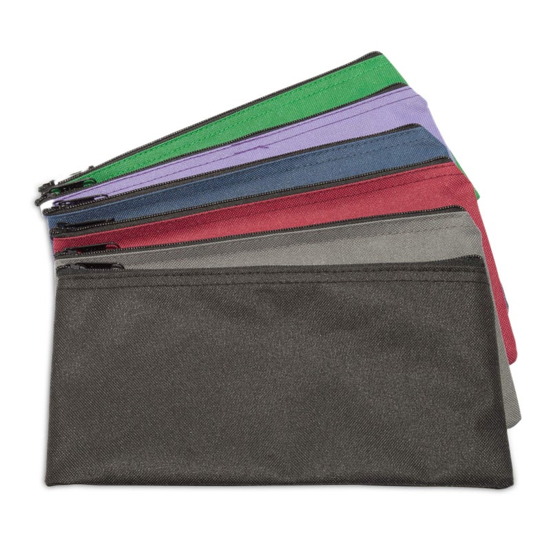DALIX Zippered Money Pouch Bank Bag Security Deposit Bags Assorted Colors 6 PACK - Image 1